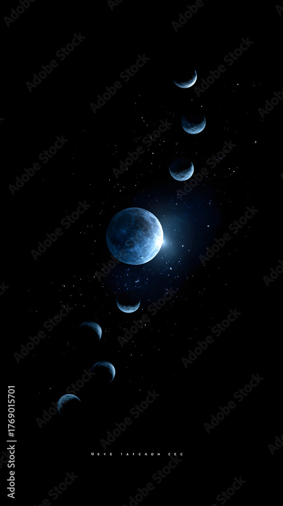 Naklejka premium Celestial phases of the moon night sky astrophotography cosmic environment artistic viewpoint