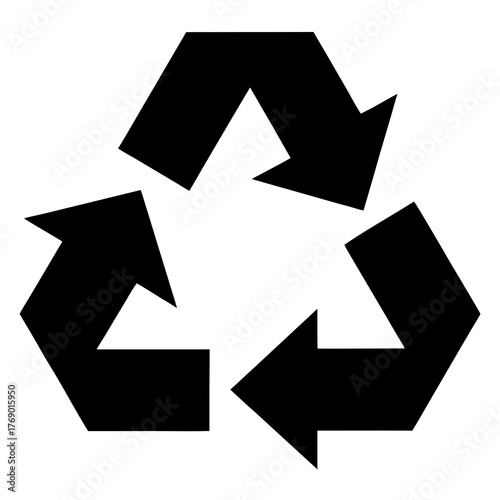 Minimalist Recycle Symbol Icon White Background