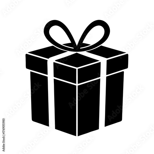 Minimalist Gift Box Icon White Background