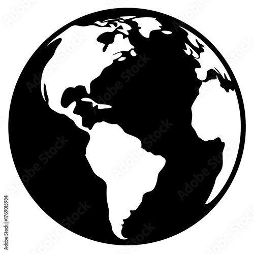 Minimalist Globe Earth Icon White Background