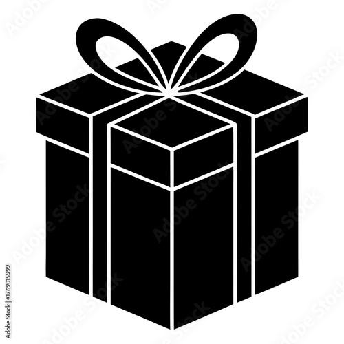 Minimalist Gift Box Icon White Background