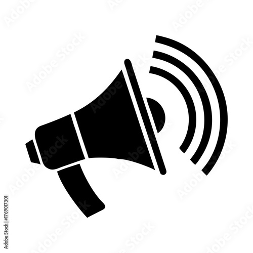 Loudspeaker megaphone sound announcement communication marketing silhouette vector illustration