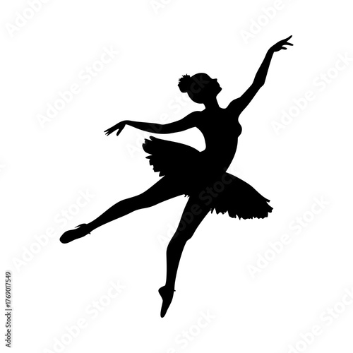 Elegant ballerina dancer woman performing ballet dance silhouette vector illustration
