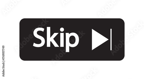 Skip ad button. Black button skip ad for website. Vector icon.  