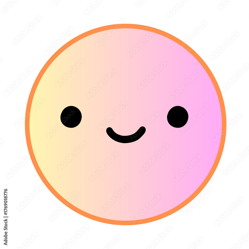 Fototapeta premium Cute cartoon smiley face with gradient colors
