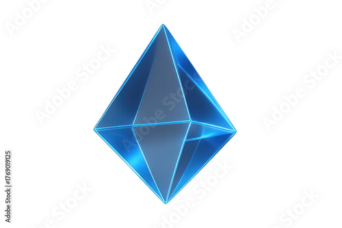Fototapeta Naklejka Na Ścianę i Meble -  Blue transparent crystal geometric shape 3d rendering