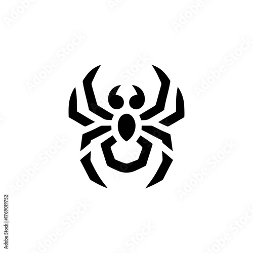 Stylized Black Spider Silhouette Vector Graphic Illustration