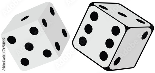 Isometric Flying Game Dice Illustration – Rolling Dice Symbol.