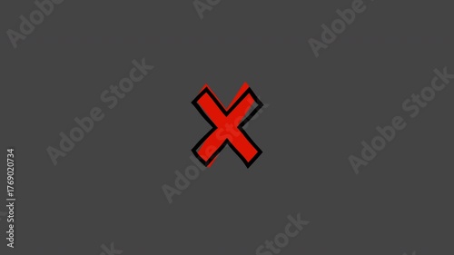 Moving doodle-style Multiplication sign, alpha channel
