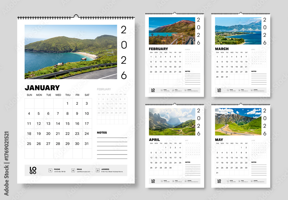 2026 Wall Calendar Template with Monthly Planner and Minimal Layout ...