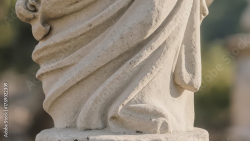 Close-up of draped statue detail