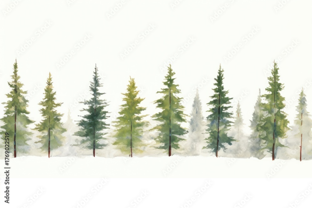 Fototapeta premium Pine trees in snow outdoors nature forest.