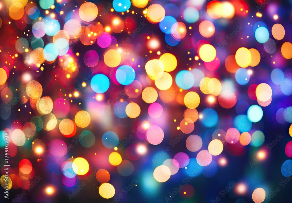 Naklejka premium Out-of-focus colorful bokeh with small bright dots