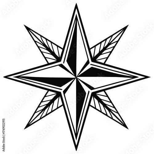 A black silhouette of a star of Bethlehem