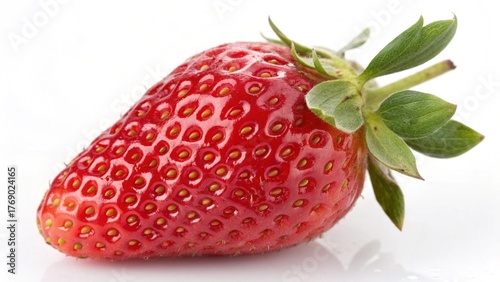 Ripe red strawberry fruit, fresh and healthy, isolated on a white background
