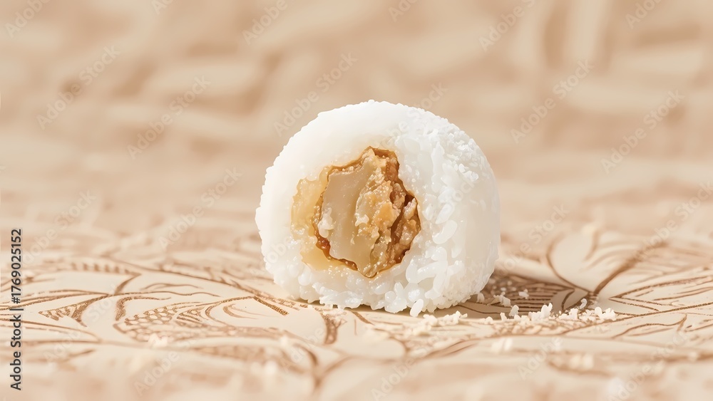 Fototapeta premium Soft and sweet glutinous rice pastry with nut filling.