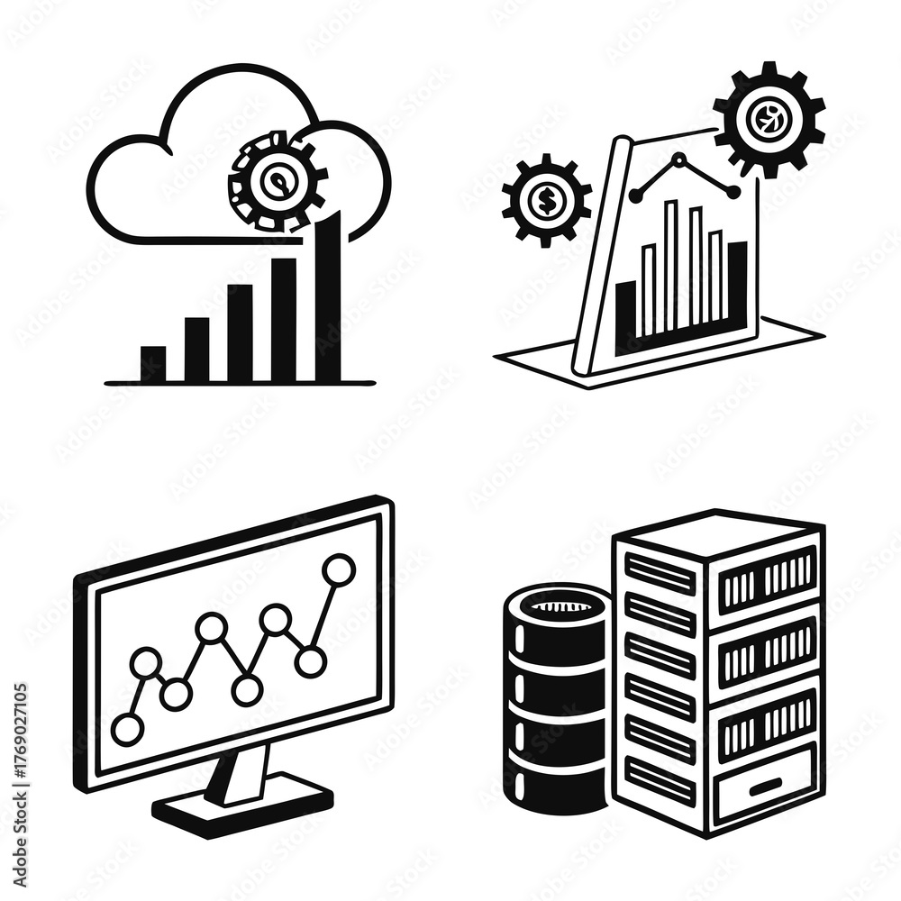 Obraz premium Check out this cloud computing data analysis isometric design