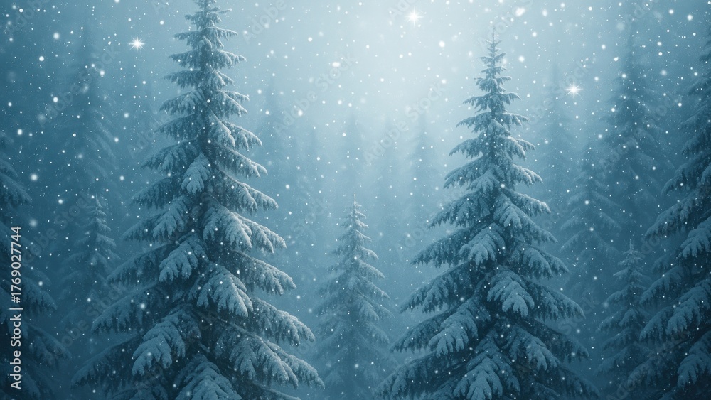 Obraz premium Serene snowy forest scene wallpaper.