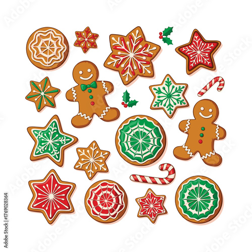 christmas gingerbread cookies set Illustration vector 
