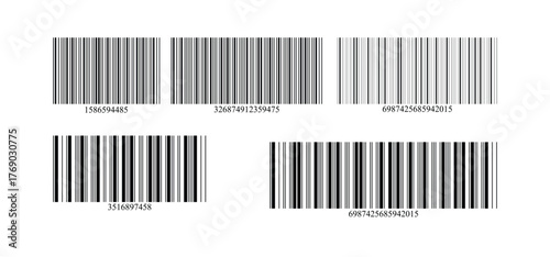 Realistic barcodes. set of barcode vector icon. digital bar code and retail pricing bars labeling. barcode icon collections