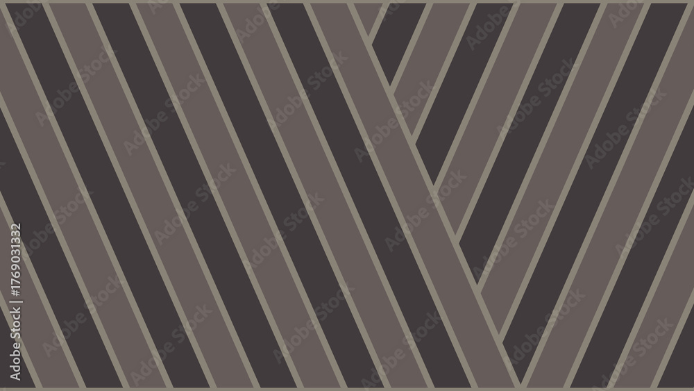 Naklejka premium A stylized graphic featuring a repeating diagonal striped pattern in muted, earthy tones. The pattern alternates between a dark brown/charcoal color and a medium beige/taupe color