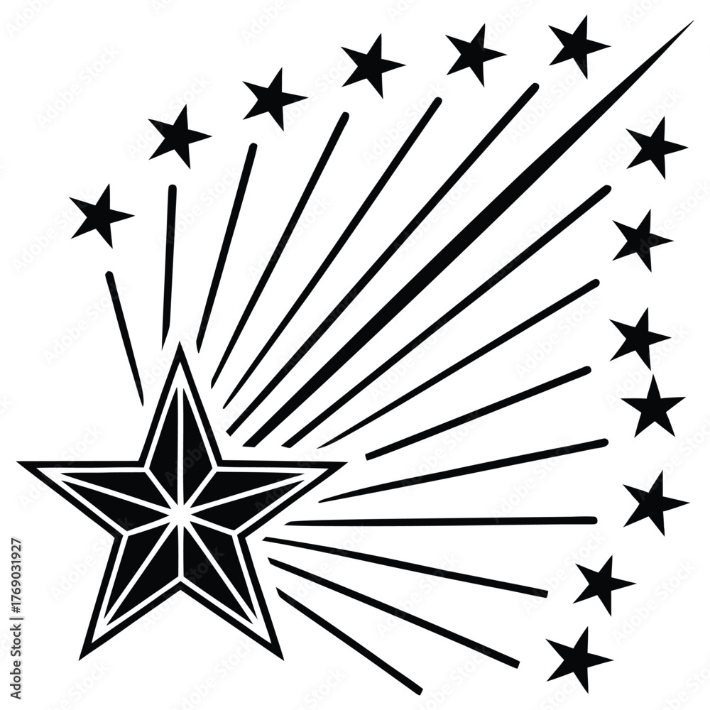 Fototapeta premium A black silhouette of a star shower