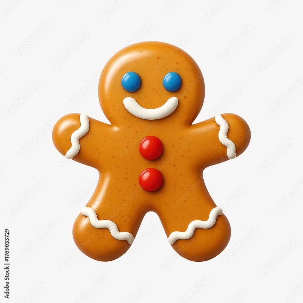 Obraz premium Smiling gingerbread man illustration.