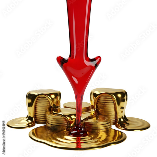 Gold Coins and Red Arrow, Financial Decline