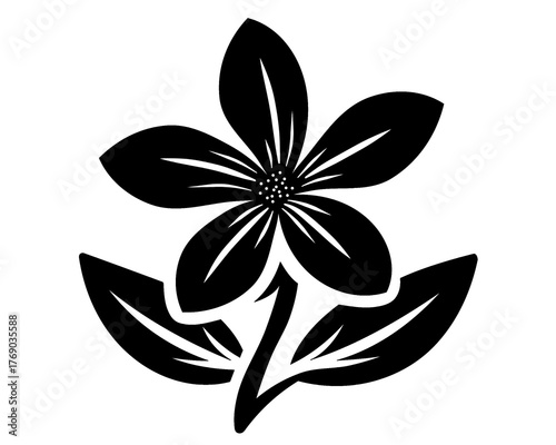 frangipani flower silhouette, icon isolated on white background, style 1
