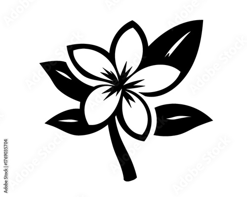 frangipani flower silhouette, icon isolated on white background, style 2
