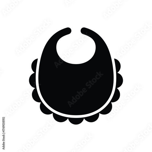 Black baby bib icon with scalloped edge clothing infant