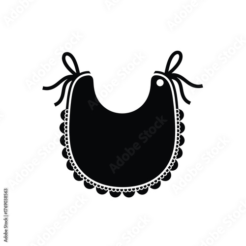 Black baby bib with scalloped edge and ties clothing