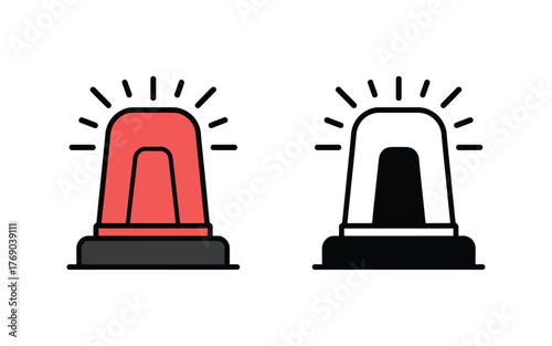 Red and black warning light icons with flashing beams