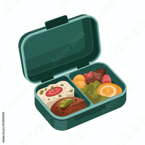 Healthy bento box lunch with fresh food and compartments