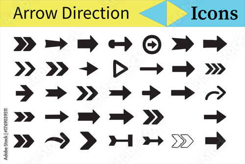 Navigation Arrow Icons in Black Vector Style for User Interface Projects