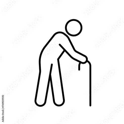 Elderly person using a cane - active aging, elder inclusion in the workforce.