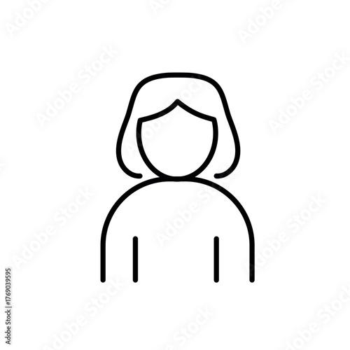 A line icon of a female avatar with short hair, symbolizing gender representation and individuality