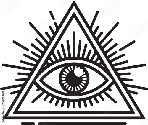 All Seeing Eye Symbol Illuminati Conspiracy Freemason Flat Vector