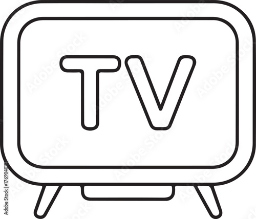 Simple outline icon of a television set with tv text