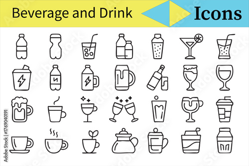 Coffee, Juice, and Cocktail Vector Symbols for Food and Beverage Branding