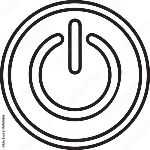 Simple outline of a power button symbol inside a circle