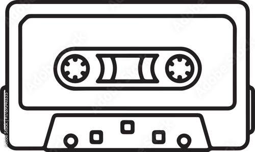 Simple line art illustration of a classic audio cassette tape