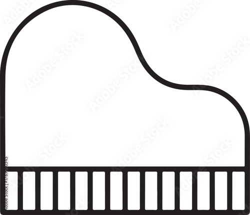 Simple outline drawing of a grand piano top view keyboard