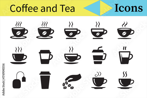Black and White Hot Drink Illustrations Representing Coffee Culture