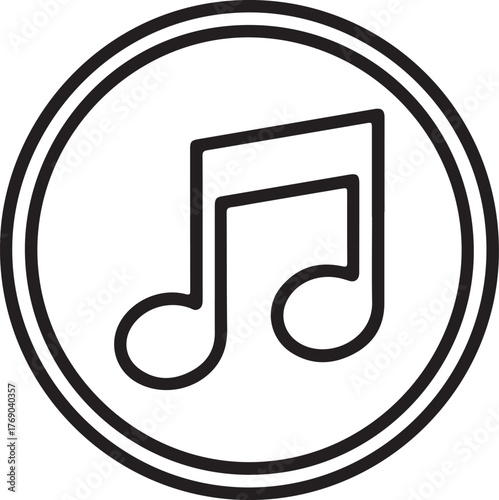Simple black and white musical note icon inside a circle