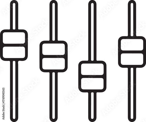 Four vertical sliders with adjustable levels on a white background
