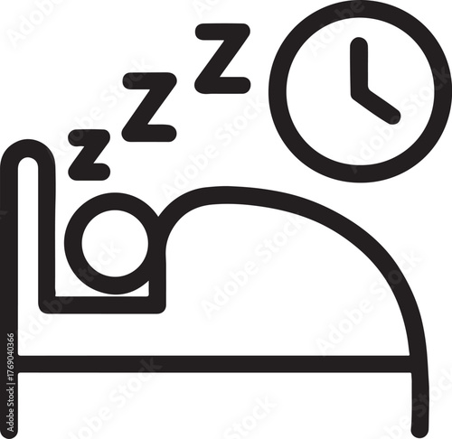 Sleep and bedtime tracker doodle icon representing healthy routine, rest, and wellness monitoring.