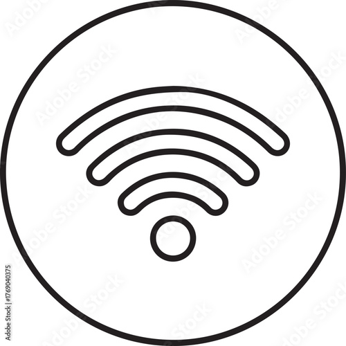 Simple outline of a wifi symbol inside a circle