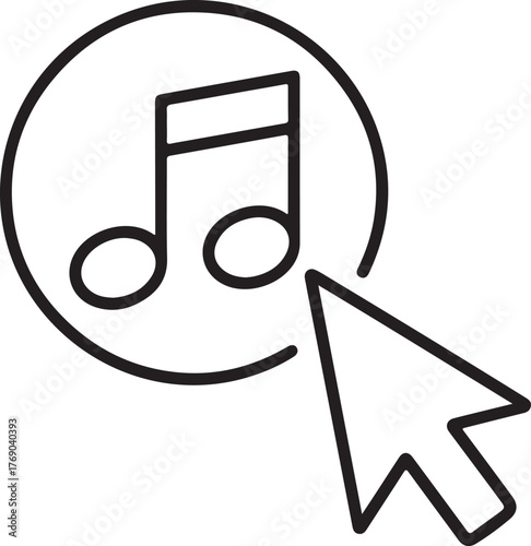 Cursor clicking on a musical note icon in a circle representing audio