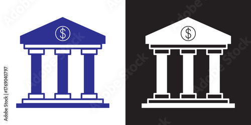 Bank icon symbol for apps and websites. Bank sign and symbol, museum, university.